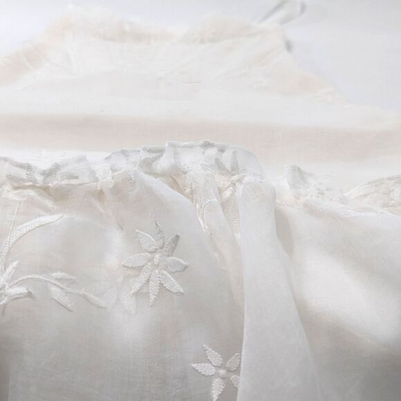 Custom Vintage Organdy Floral Embroidered Wedding Dress - Picture 12 of 16